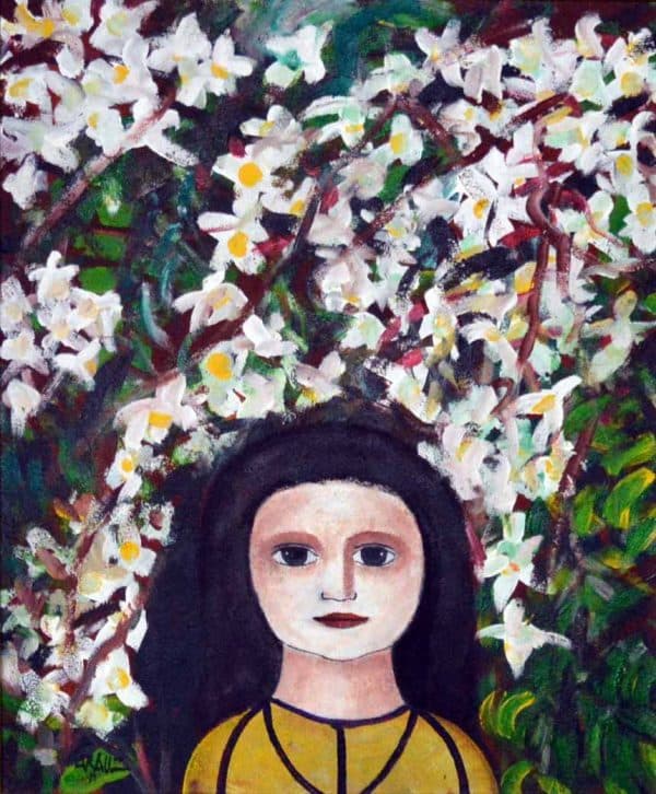 Niña con flores de Félix Aráuz